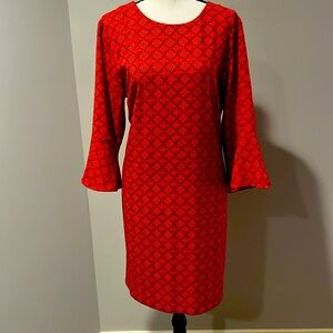 Banana Republic Red Sheath Dress with Bell Sleeves